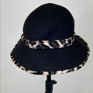 Preston & York Leopard Trim & Black Women's Hat